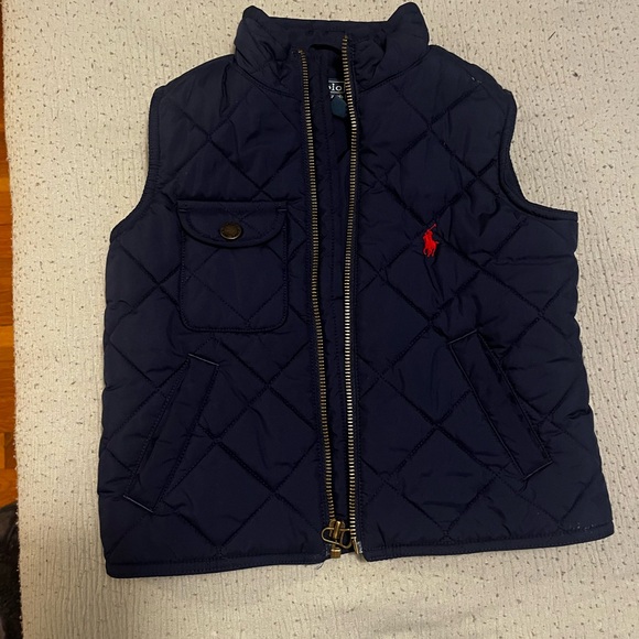 Polo by Ralph Lauren Navy Quilted Vest with Red Logo- size 2T - Picture 2 of 5